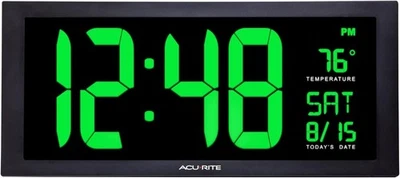AcuRite Large LED Clock 18 in. Indoor Temperature Green Display NO POWER SUPPLY - Image 1 of 3