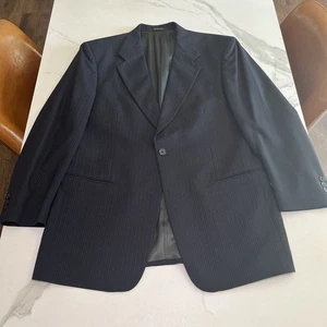 Vintage Givenchy Monsieur Blazer 40R Wool Navy Blue Pinstripe USA Sport Coat - Picture 1 of 14