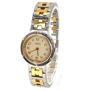 HERMES Clipper CL4.220 Quartz Vintage Watch For Ladies Ivory Dial From JAPAN - Picture 1 of 10