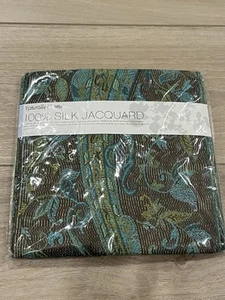 Envoltura de chal Naturally Knotty 100 % seda jacquard 26" x 77" con flecos de 1" verde azulado - Imagen 1 de 5