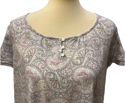 Lauren Ralph Lauren Nightgown Large Blue Paisley Double Flutter Sleeve Cottage L - Image 1 of 4