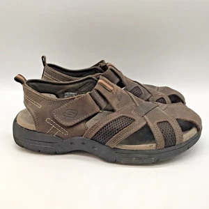 Skechers 62091 Braun Leder Sportschuh Herren 11 Komfort Wandern Fischer Sandale - Bild 1 von 9