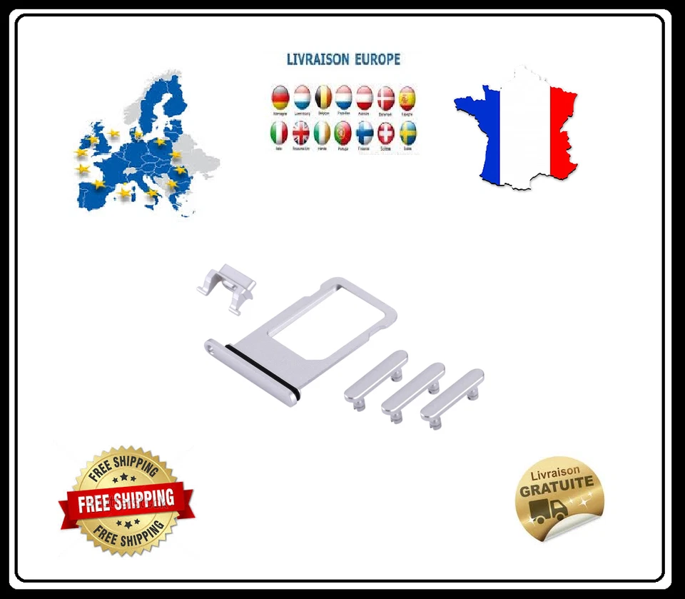 Kit cassetto scheda SIM slot per scheda IPHONE 8 PLUS + GRIGIO ARGENTO - Immagine 1 di 1