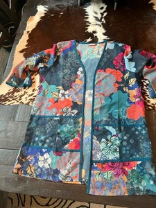 Soft Surroundings Blue Floral Renature Topper Kimono Robe Size PM - Picture 1 of 8