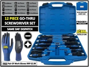 Magnetic Screwdriver Set HEAVY DUTY Phillips & Slotted Go Through Drivers PH0-4 - Picture 1 of 5