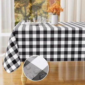 Rectangle Waterproof Vinyl Table Cloth, Buffalo Flannel Backed Tablecloth, Wi... - Picture 1 of 8