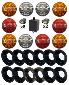 LAND ROVER DEFENDER NAS 10 FRONT & REAR 95mm COLOURED LED LAMP LIGHT UPGRADE KIT - Picture 1 of 1