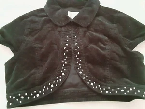 Girls clothes size 16 Justice black sleeveless dress jacket w/faux stones - Picture 1 of 3