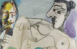 Nu Couche et tete d'homme by Pablo Picasso Huge 47.2" x 30.4" Premium Giclee - Bild 1 von 1