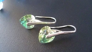 STUNNING GENUINE SILVER HEART LUMINOUS EARRINGS SPECIAL PRICE - Picture 1 of 8
