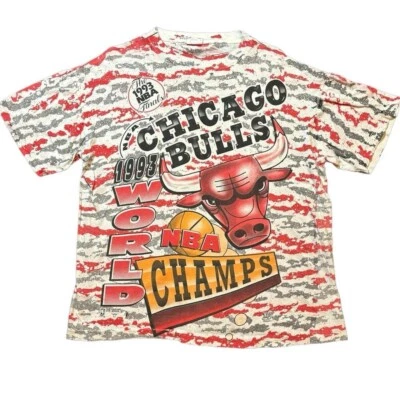 Vintage 90s 1993 chicago bulls championship AOP basketball graphic t shirt - Image 1 of 4