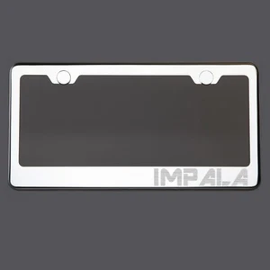 Mirror Chrome License Plate Frame IMPALA Laser Engraved Metal Screw Cap - Picture 1 of 8
