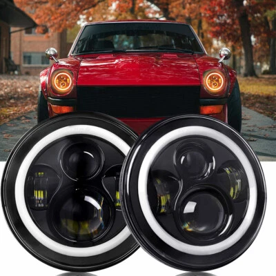 DOT Approved Pair 7" Round LED Headlights Turn signal For Datsun 280ZX 240Z 260Z - Image 1 of 4