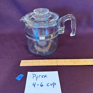 Vintage Pyrex 4 - 6 Cup Percolator Coffee Pot & Cover Only #7756 Clear No Chips - Picture 1 of 9