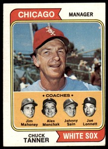 1974 Topps Chuck Tanner/Jim Mahoney/Alex Monchak/Johnny Sain/Joe Lonnett .