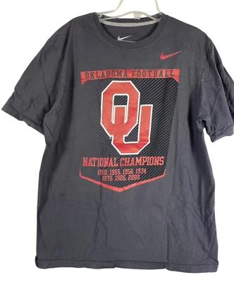 OU Nike T Shirt Size Large Mens National Champions Oklahoma Sooners Football - Image 1 of 4