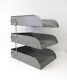Vtg 40s Globe Wernicke Gray Metal Steampunk Office Desk File Holder Trays 3-Tier