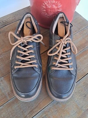 Florsheim Comfortech 男式 11 棕色绿色皮革工作运动鞋靠垫通风  — 第 1/4 张图片