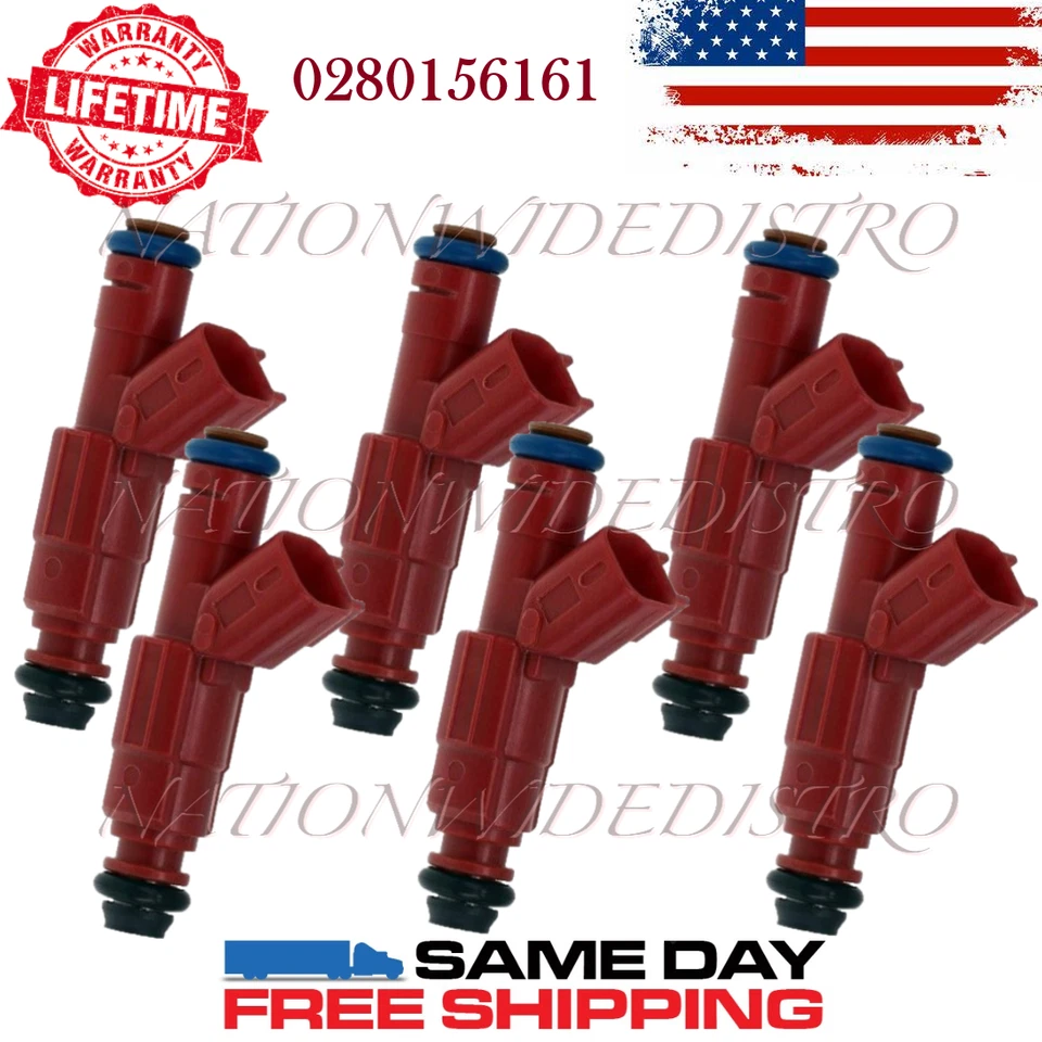 6x NEW OEM Bosch Fuel Injectors for 1999-2003 Ford Windstar 3.8L V6 0280156161 - Image 1 of 4