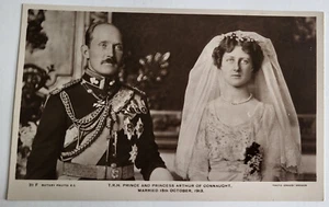 1913 RPPC TRH PRINZ & PRINZESSIN (ALEXANDRA) ARTHUR VON CONNAUGHT HOCHZEITSFOTO - Bild 1 von 2