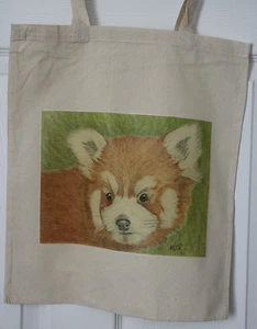 Red Panda Original Artwork on Canvas and Cotton Bags 3 designs - Picture 1 of 7