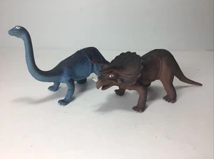 Vintage 1985 Brontosaurus & Triceratops Dinosaur Figure Imperial Toys Hong Kong - Picture 1 of 8