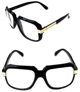 Gafas para hombre Hip Hop años 80 vintage 607 lentes transparentes RUN DMC marco dorado negro - Imagen 1 de 7