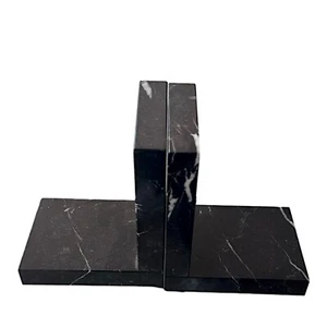 Set Fermalibro Marmo Nero Geometrico Minimalista Italian Marble Art Book H 15cm - Imagen 1 de 2