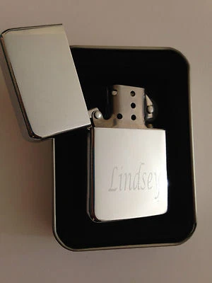 Engraved Personalised Chrome Lighter Birthday Gift Wedding Favour Usher Best Man