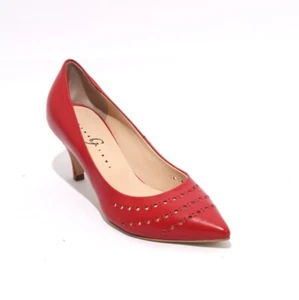 Gibellieri 43b Red Leather Pointy Toe Classic Heel Pumps 37 / US 7 - Picture 1 of 8