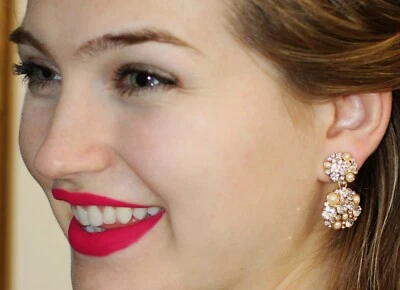 Kate Spade NY Gold "Pick a Pearl" Double Drop Earrings CHANDELIER cluster dangle - Image 1 of 4