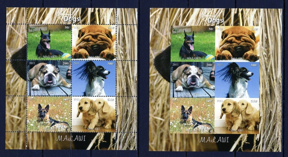 MALAWI 2011 DOGS CHIENS PETS DOMESTIC ANIMALS FAUNA 2 BLOC STAMPS PERF MNH - Image 1 of 1