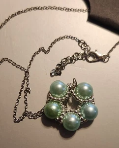 Handmade Blue and Silver Beaded Pendant Necklace 18" - Picture 1 of 2