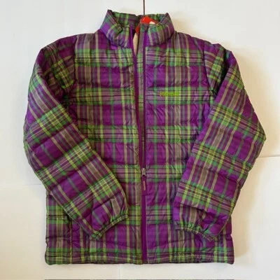 Marmot Girl’s Puffer Down Jacket, Size XL , 700 Fill, Purple/Green Plaid - NEW - Image 1 of 4