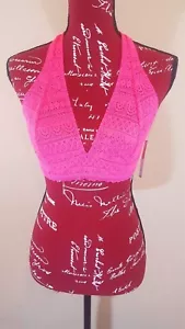 Sujetador Xhilaration para mujer Geo Encaje Halter Bralette Bali rosa neón NUEVO - Imagen 1 de 7