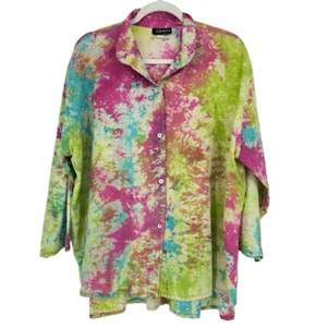 Dilemma New York Shirt Watercolor Art To Wear Button Front Abstract OS Trippy - Picture 1 of 9