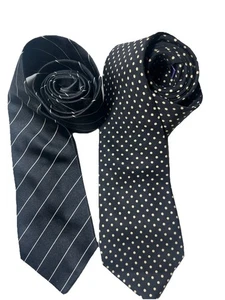 Ralph Lauren Purple Label Black Polka Dot / Stripes  Silk Tie Sz OS READ - Picture 1 of 9