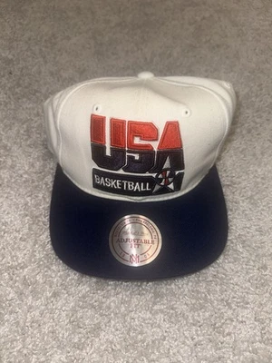 USA Basketball Hat Cap Snap Back NBA White Dream Team 92 Mens Mitchell Ness New - Image 1 of 4