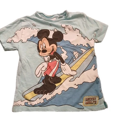Zara Kids Mickey Mouse Surfing Boys Short-Sleeved T-Shirt Size: 3-4 Toddler - Image 1 of 4