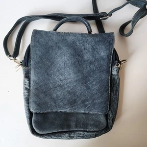 Lorenzo Crossbody Purse Blue Bag Faux Suede Handbag 8"x3"x10" - Picture 1 of 15