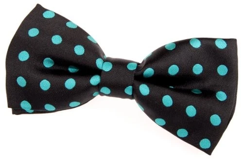 Arco clásico de microfibra tejido a lunares preatado negro con puntos verdes esmeralda Foto 1 de 1