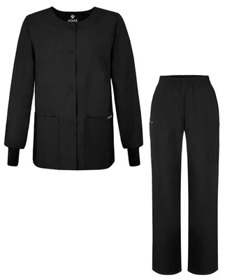 Adar Universal Women's Scrub Set - Warm-Up Scrub Jacket Elastic Pull-On Pants - Image 1 of 4