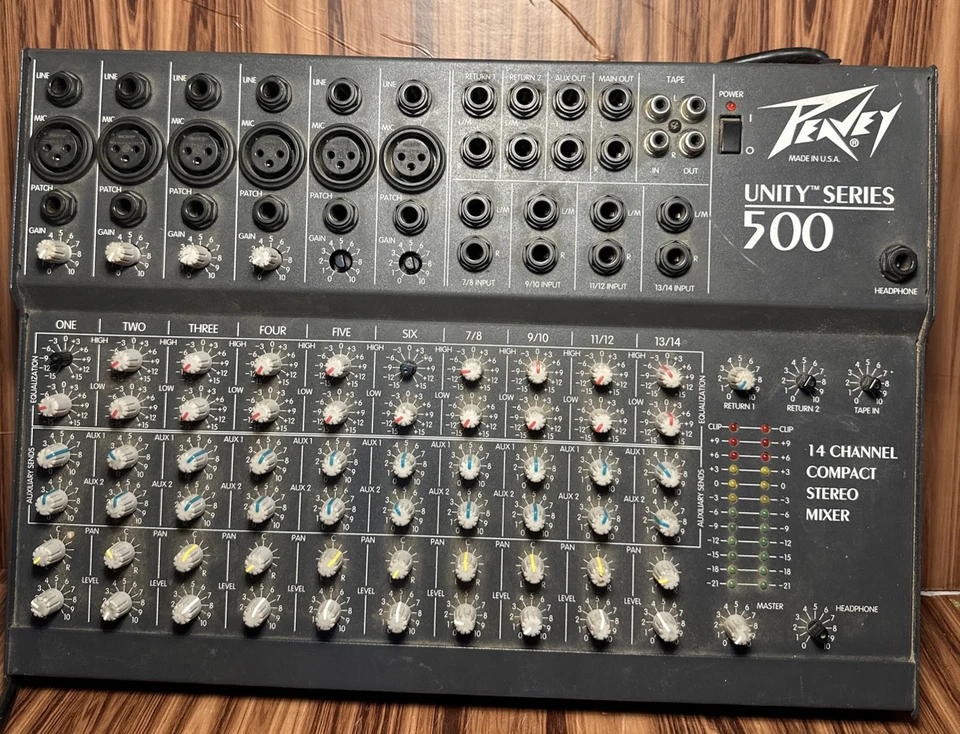 Peavey Unity Series 500 Mixer - 14 Channel Compact Stereo Mixer Black USA Made - Image 1 of 4