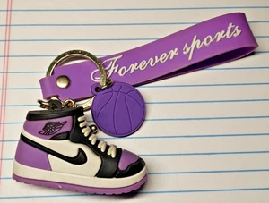 Forever Sports Nike Air Mini Black & Purple Basketball Shoe Keychain - Picture 1 of 4