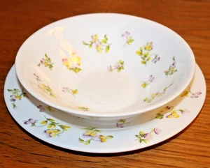 Martha Stewart Everyday France MTW27 Pansy Cereal Bowl and Plate - Picture 1 of 8