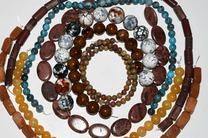 Gemstone Beads Aragonite Jasper Marble Moss Opalite Aventurine - Picture 1 of 10