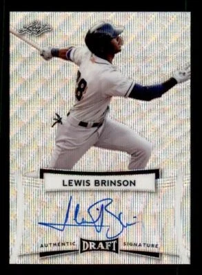 2017 Leaf Metal Draft Wave #BALB1 Lewis Brinson Brewers Rookie Auto (ref 30553) - Image 1 of 2