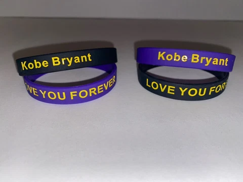 Kobe Bryant Love You ♾ 6 Sets.  12 Total Silicone Wristband Rubber Purple/ Black Cover