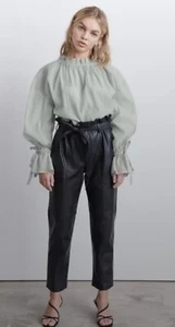 Mango Faux Leather Trousers NWT US6 - Picture 1 of 8