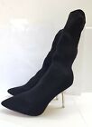 Ego Pointed Toe Heel Ankle Sock Boot In Black Sheer Knit Uk 7 Q/288